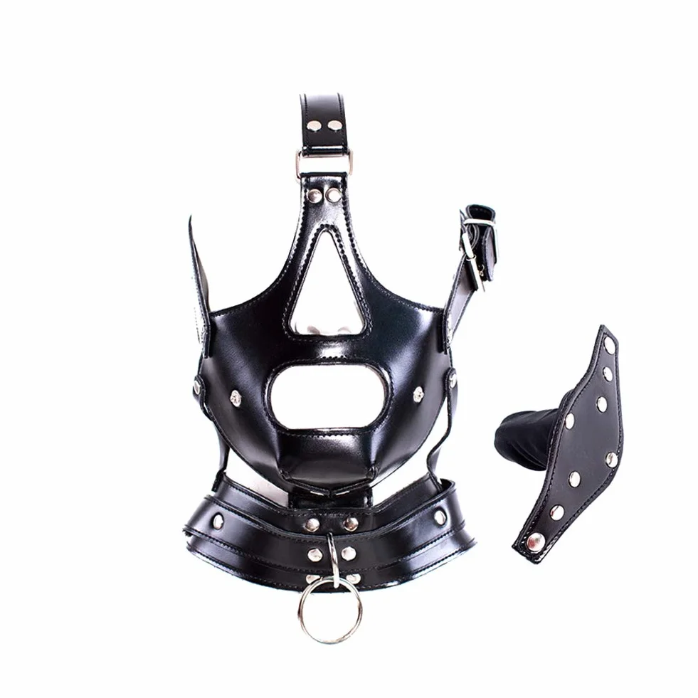 SXOVO SM Capot de tête avec Bouche Bâillon Capot de tête Bondage à Capuche en Cuir Réglable Jouets Sexuels Esclaves Fétichistes érotiques pour Couples