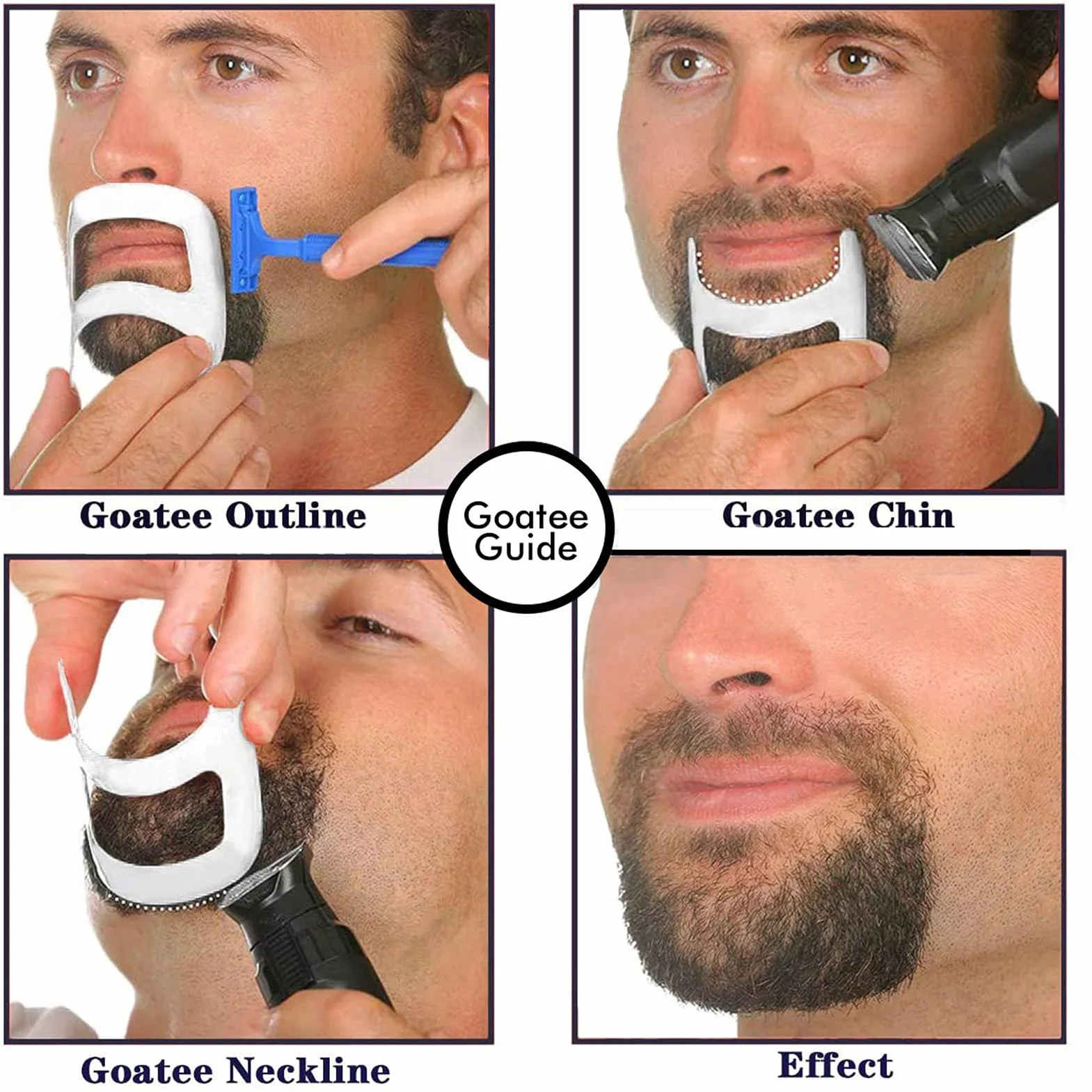 5PCS Kit D'outils de Mise en Forme de Barbe pour Hommes, Ensemble de Modèles de Guide de Barbe Modèle de Délié Pochoir Modèle de Rasage de Bord de Moustache Toilettage Coupe de Barbe Styling Kit D'out