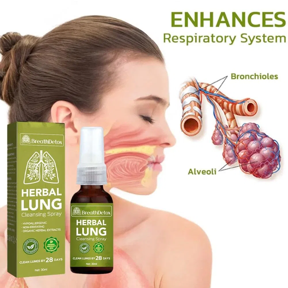 Spray nettoyant pulmonaire à base de plantes, brume de nettoyage pulmonaire à base de plantes, essence pulmonaire naturelle à base de plantes, spray nettoyant poumon, soutien pulmonaire puissant