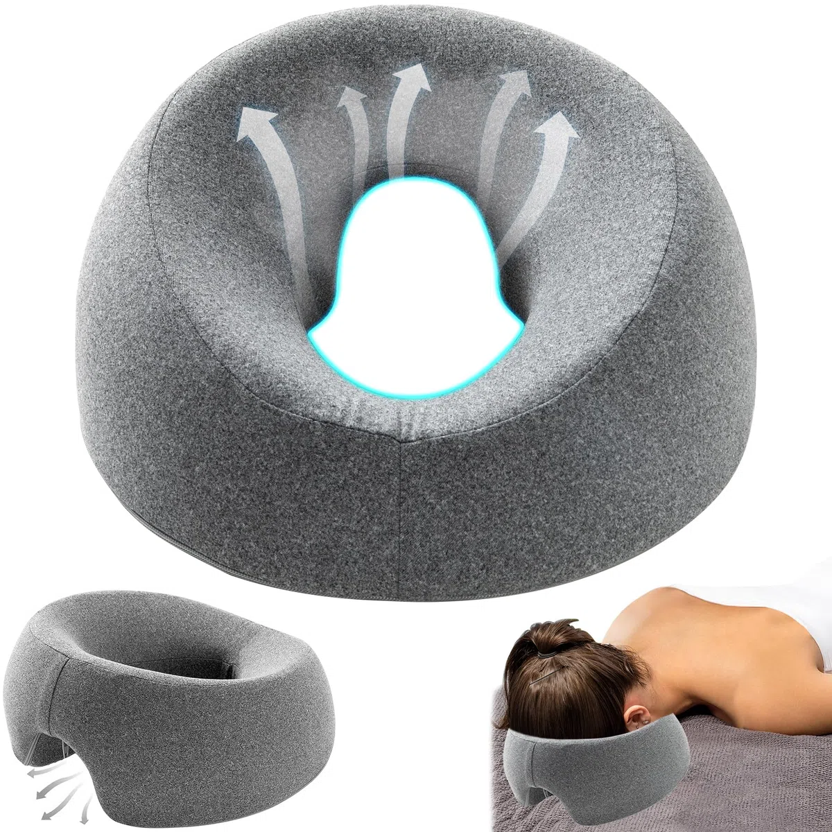 TZEKING Coussin Massage Visage,Oreiller Face Vers Le Bas,Oreiller de Massage Avec Trou,Coussin Massage Facial,Appuie-Tête De Massage,Coussin Face V-ers Le Bas,pour Spa Salon Beauté,Écoles et Bureaux