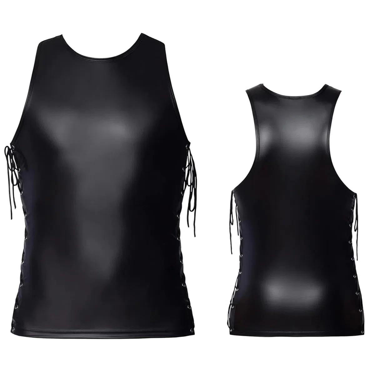 Latex Chemises de fitness en cuir verni pour homme - Manches courtes - Lingerie effet mouillé - Maillot de corps en maille - Clubwear Swinger-Club Kinkywear Techno - Tenue pour homme