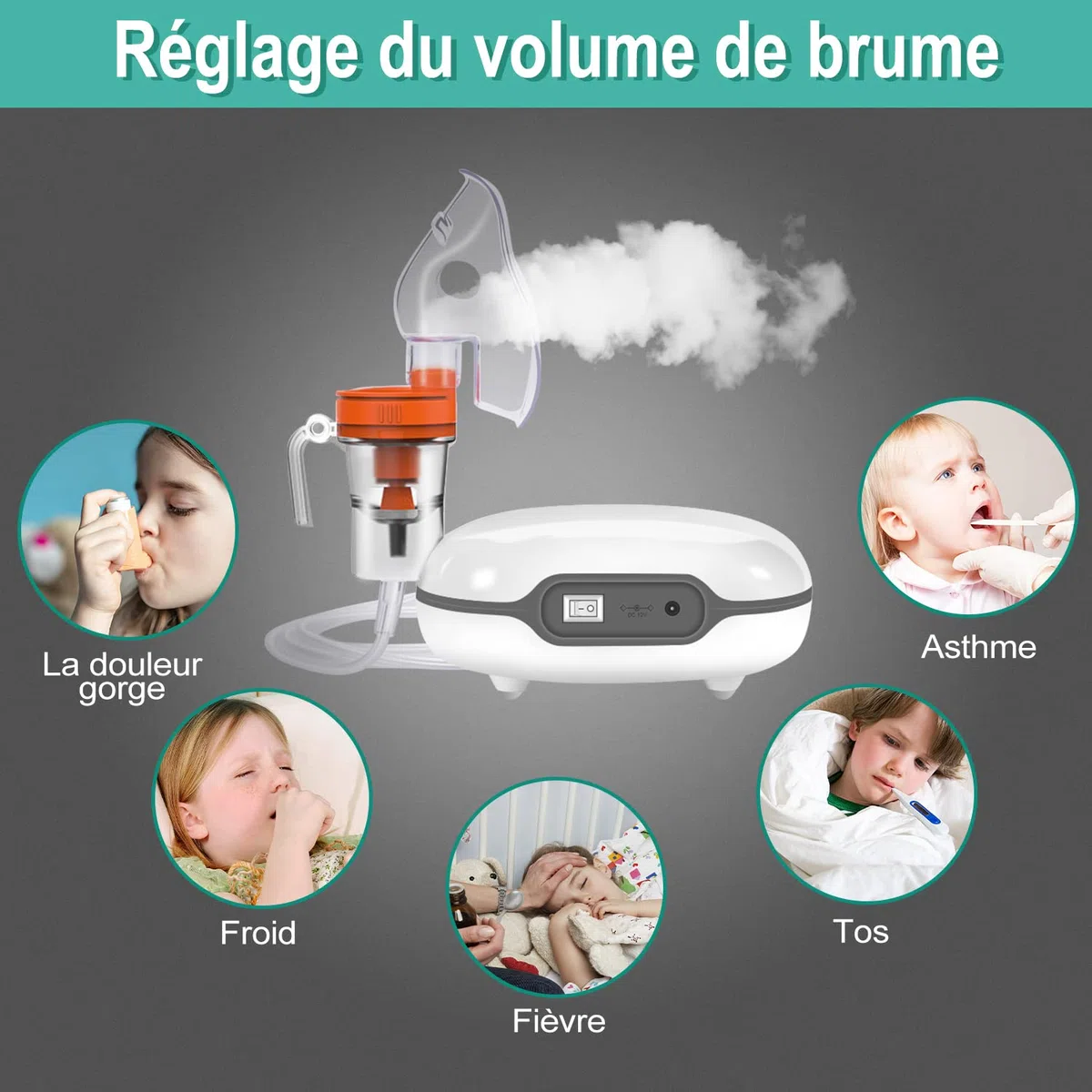 Nébuliseur à Compresseur, Ultrasonic Inhalateur Vapeur,Aérosol Portable Nébuliseur Inhalateur, Pour le Traitement des Maladies Respiratoires Telles, Convient aux Adultes et aux Enfants.