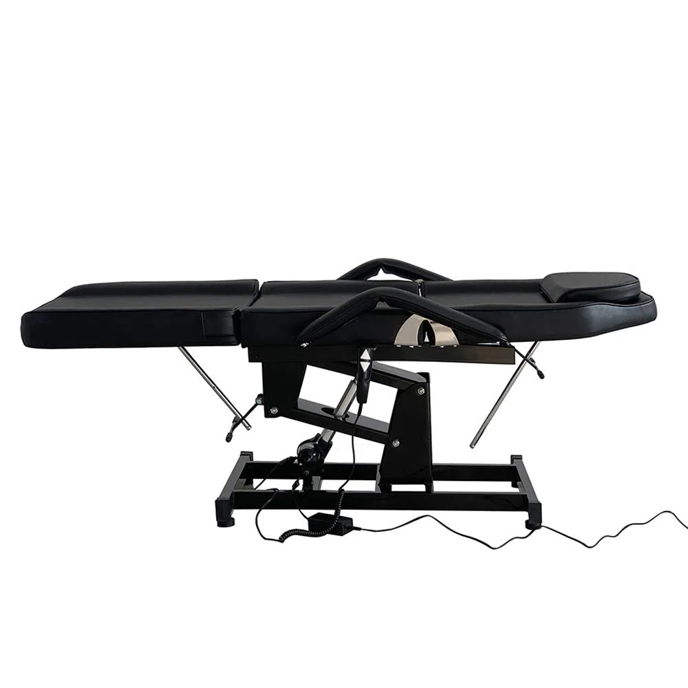 Table du Massage Réglable Lit du Massage Pliante Electrique en Cuir PU pour Salon Professionnel et Maison, 82 cm (L) x 180 cm (l) x 63-87 cm (H) (Noir)