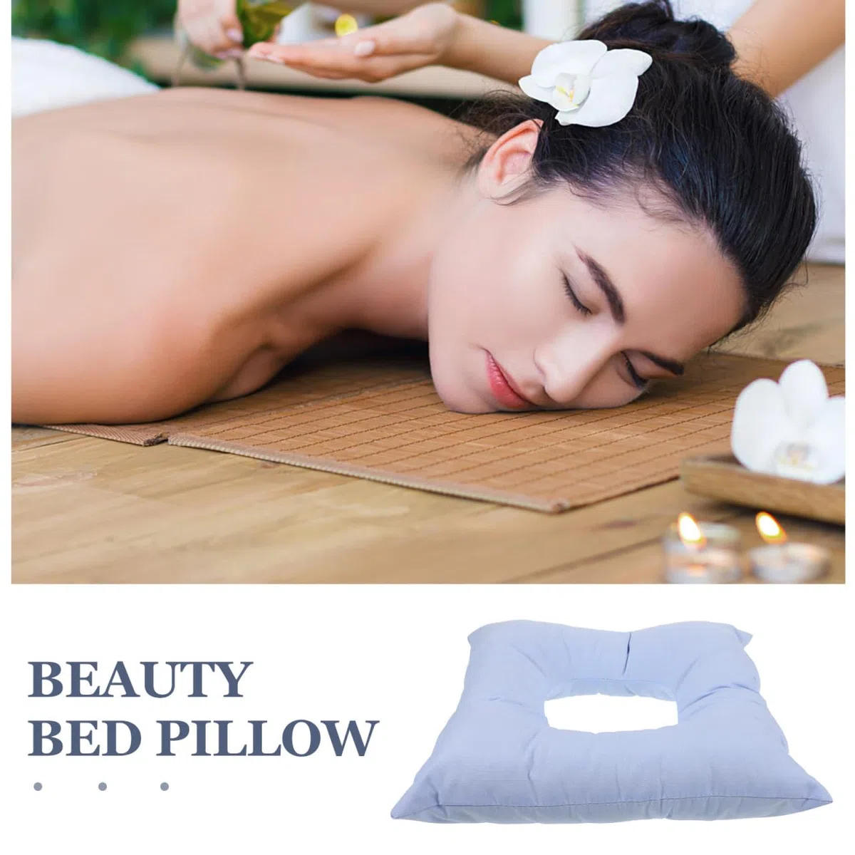 Gatuida Coussin Têtière Table de Massage Coton Confortable pour Salon de Beauté Appui-tête Visage avec Cavité Faciale Design Portable et Bleu