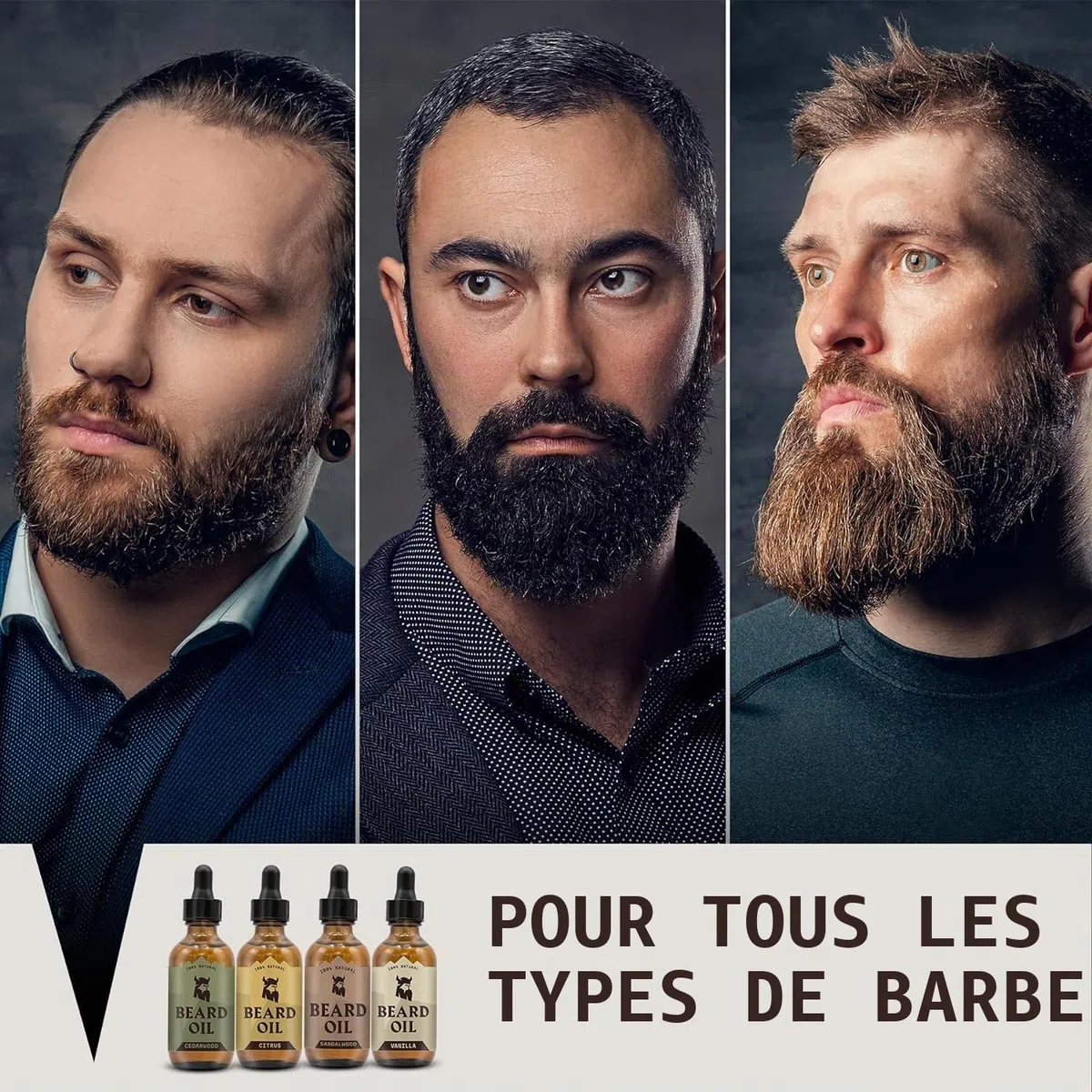Striking Viking Lot de 4 huiles à barbe pour homme – Infusion adoucissante de style barbier – Favorise une croissance plus complète de la barbe – Senteurs De Santal, De Vanille, De Cèdre et D'agrumes