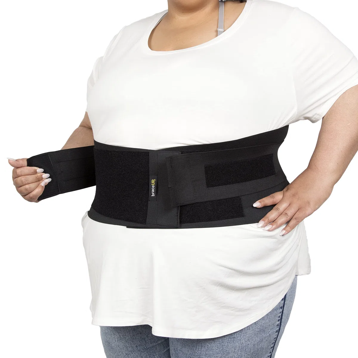 BraceUP Attelle Dorsale Extra Large pour Femmes et Hommes – du 3XL au 5XL, maintien lombaire extra large avec sangles et compressions, pour le bas du dos et les lombaires (4XL 157-188 cm)