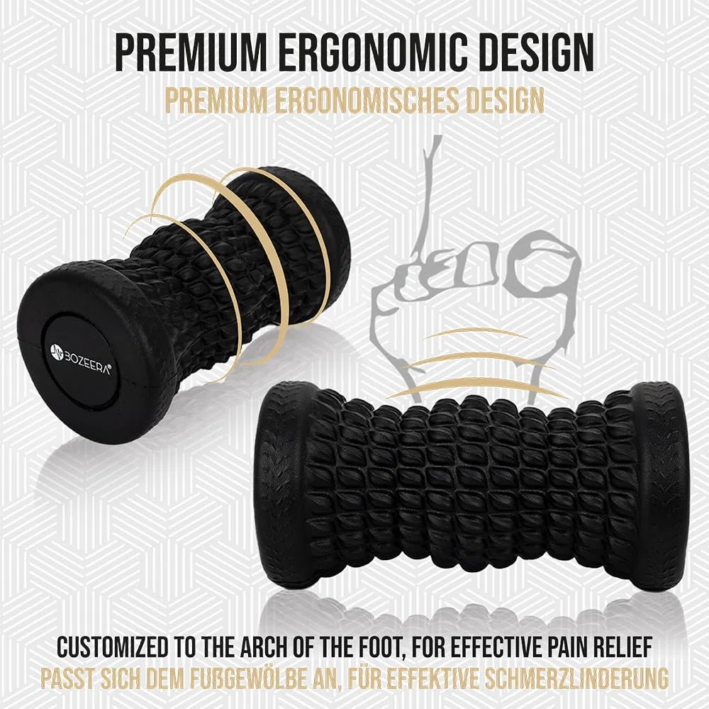BOZEERA | Rouleau Massage Pied, Massage Ball Picot & Balle Lacrosse | Reflexologie Plantaire, Soulagement Musculaire, Aponévrosite Plantaire | Avec Vidéo, Poster & Sac