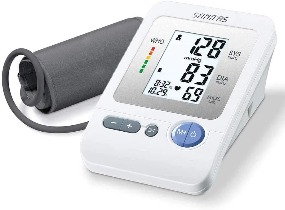 Sanitas SBM 21 Tensiomètre à bras, mesure entièrement automatique de la tension artérielle et du pouls au bras avec détection de l'arythmie
