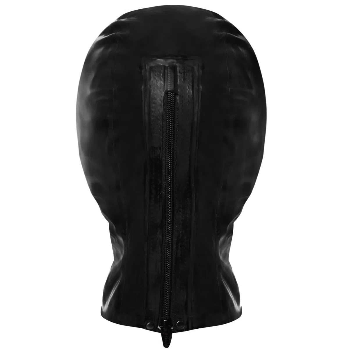 MFMYEE Masque en latex avec bandeau, couvre-chef SM en latex, masque de bondage pour jeux de rôle, masque d'Halloween (fermeture éclair au dos). (M)
