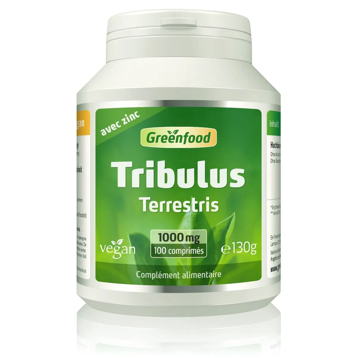 Greenfood Tribulus, 1000 mg, extrait à dose élevée, 100 comprimés. Sans additifs artificiels. Sans génie génétique. Vegan.