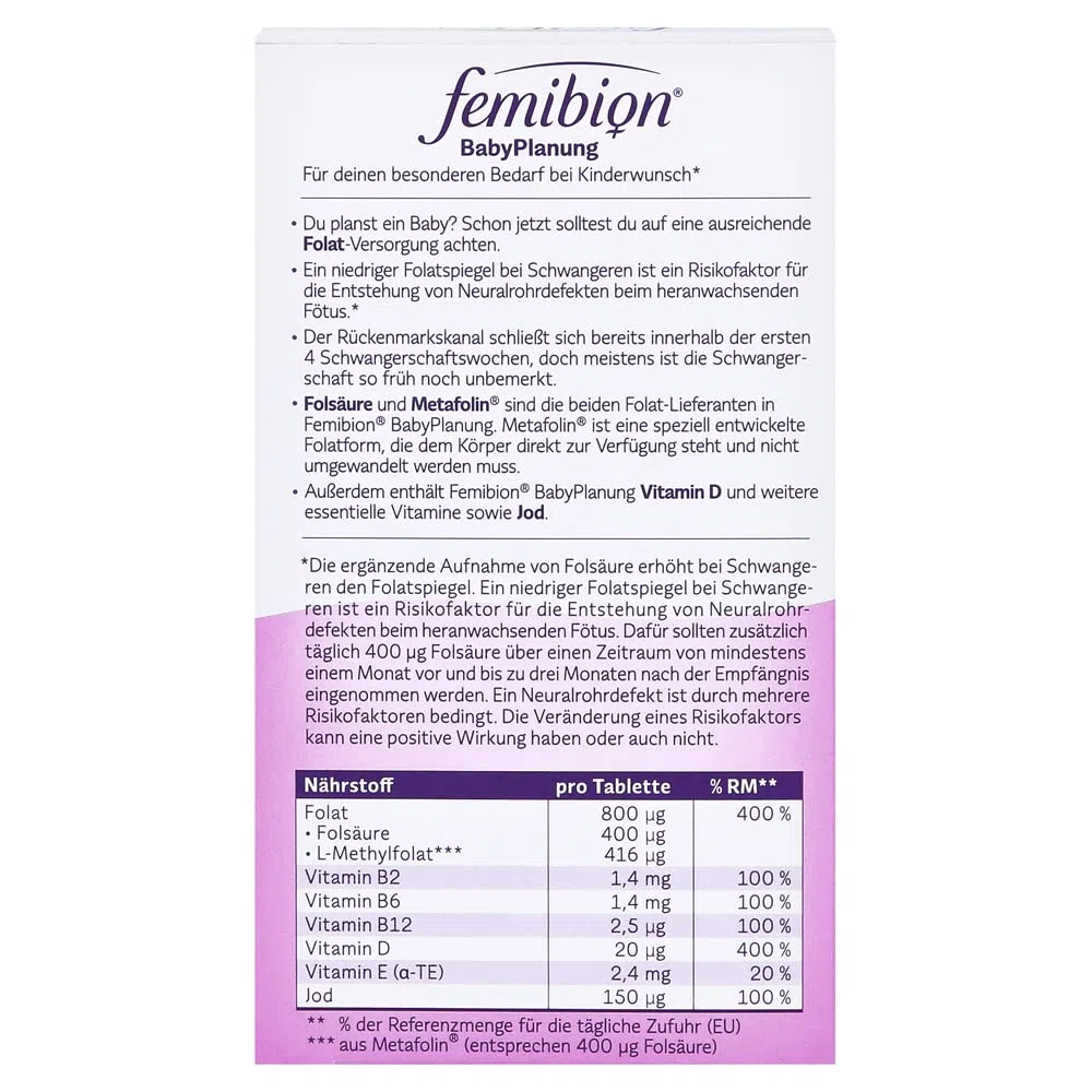 P&G Health Germany GmbH Femibion 0 Baby Planning Lot de 28