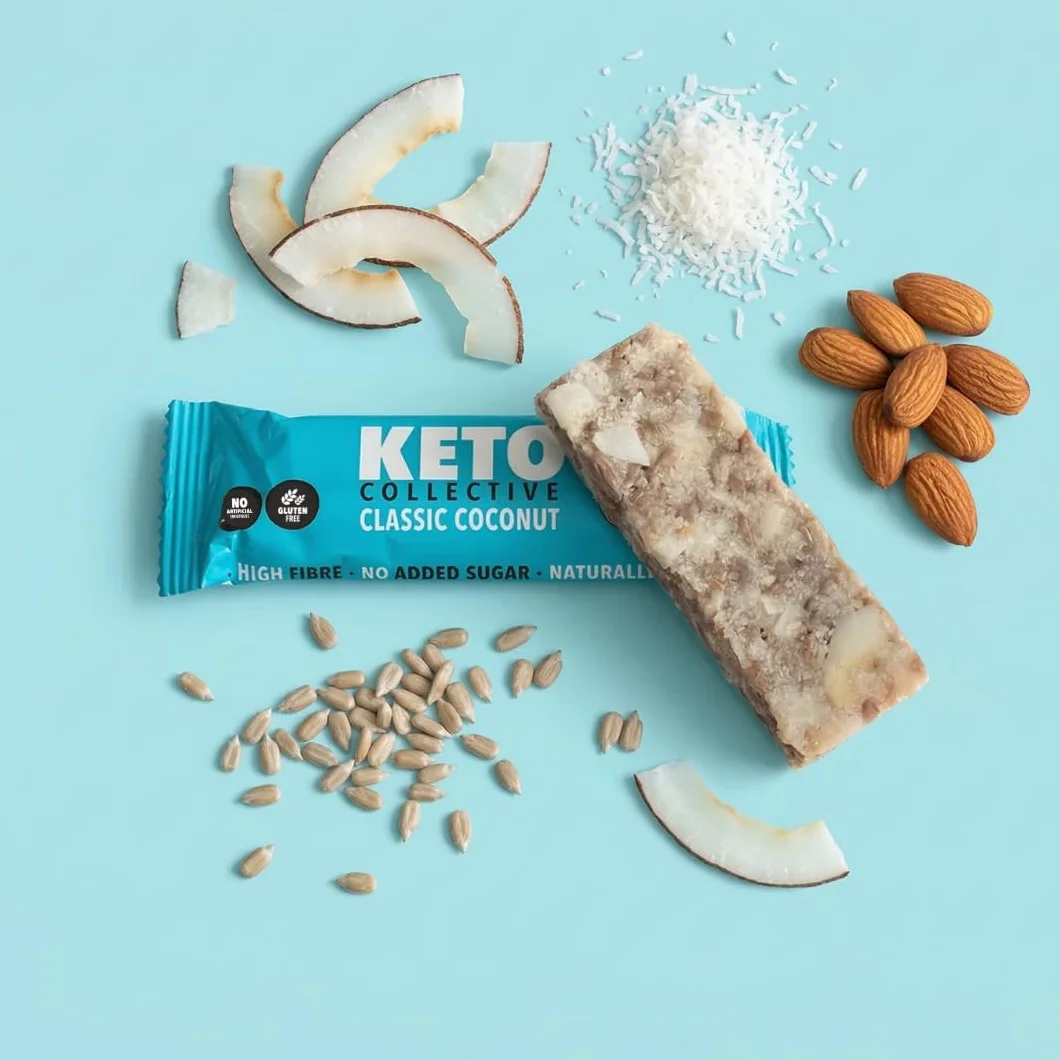 Keto Collective Barres Keto - NOUVELLE RECETTE - 15x40g | 3g de Glucides Nets | Snacks Cetogene | Haute en Fibres | Ingrédients Naturels | Snacks Keto | Sans Gluten | Vegan