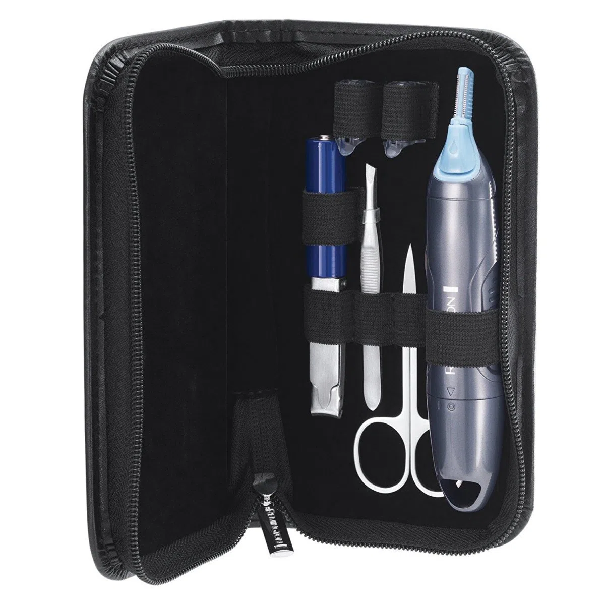 Remington Tondeuse Nez [Kit Complet Visage] Nano Series (Antimicrobien & Hypoallergénique, 2 têtes, Fonction à piles, pince à épiler, ciseaux, coupe-ongle, lime à ongles,Trousse) NE3455