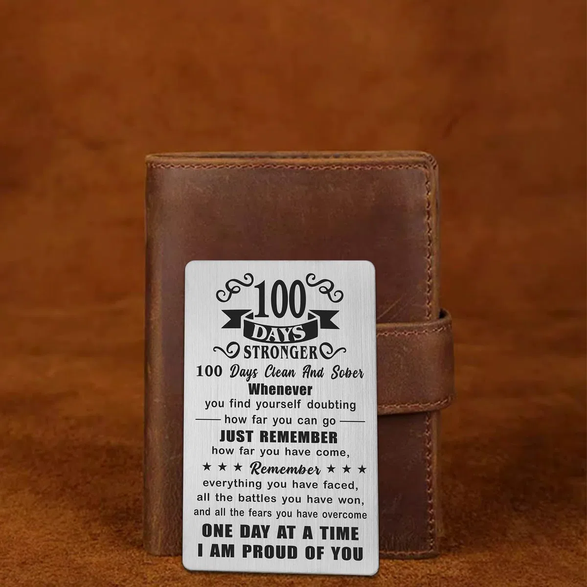 Cadeaux sobres de 100 jours – Cadeaux de sobriété AA de 100 jours pour homme et femme – Carte de 100 jours plus forts et sobres – Jeton de récupération de dépendance de 100 jours