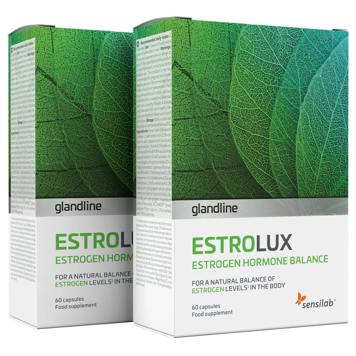 Sensilab Estrolux - Équilibre Hormonal Femme, 120 Gélules | Iode, Chlorella, Mélisse, Algues Brunes, la Vitamine B6 contribue à réguler l'Activité Hormonale
