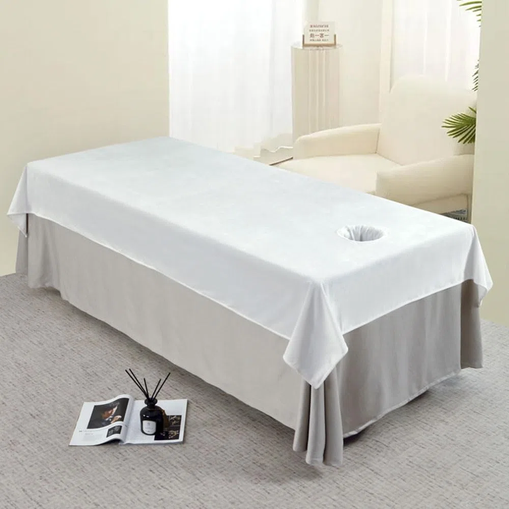 Morbuy Serviette Table de Massage, Super Doux Drap Table de Massage avec Trou Réutilisable Lavable Serviette, Housse de Table Cil pour Spa Beauté et Salon du Visage (Blanc,230x120cm)