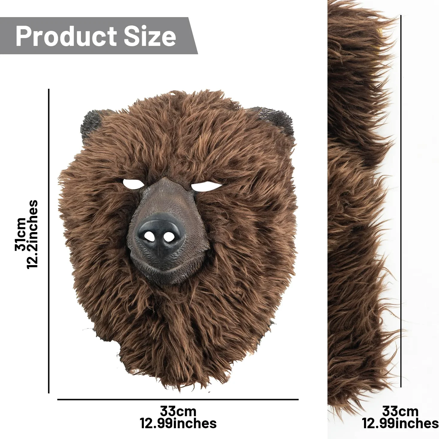 Masque d'ours en peluche marron pour Halloween, carnaval, fête masquée, carnaval, défilé d'animaux, masque en latex
