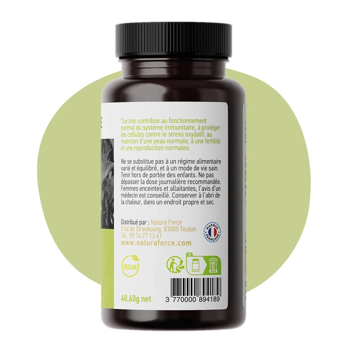 Zinc de Goyave - Naturel et à Haute Assimilation - Stress Oxydatif, Système Immunitaire - Issu des Feuilles de Goyave, Couvre 100% des VNR - Boite de 90 Gélules