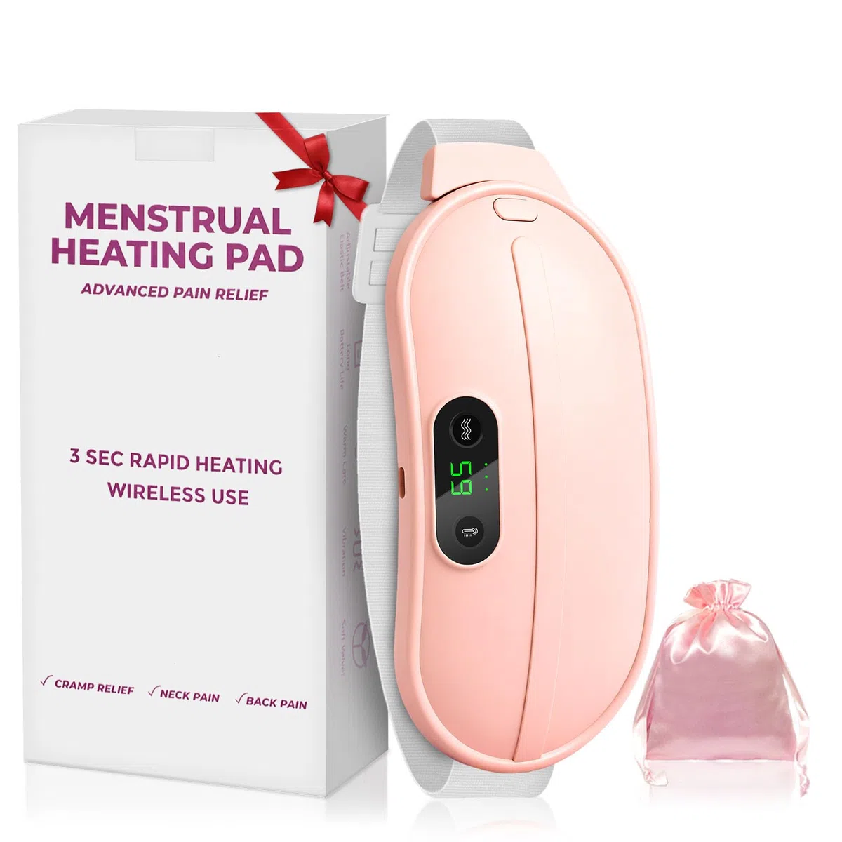 Ceinture chauffante regle douloureuse, iklestar 5000mAh Coussin chauffant pour les crampes menstruelles avec 6 modes de chaleur et de massage, ceinture regles douloureuses et les crampes dorsales