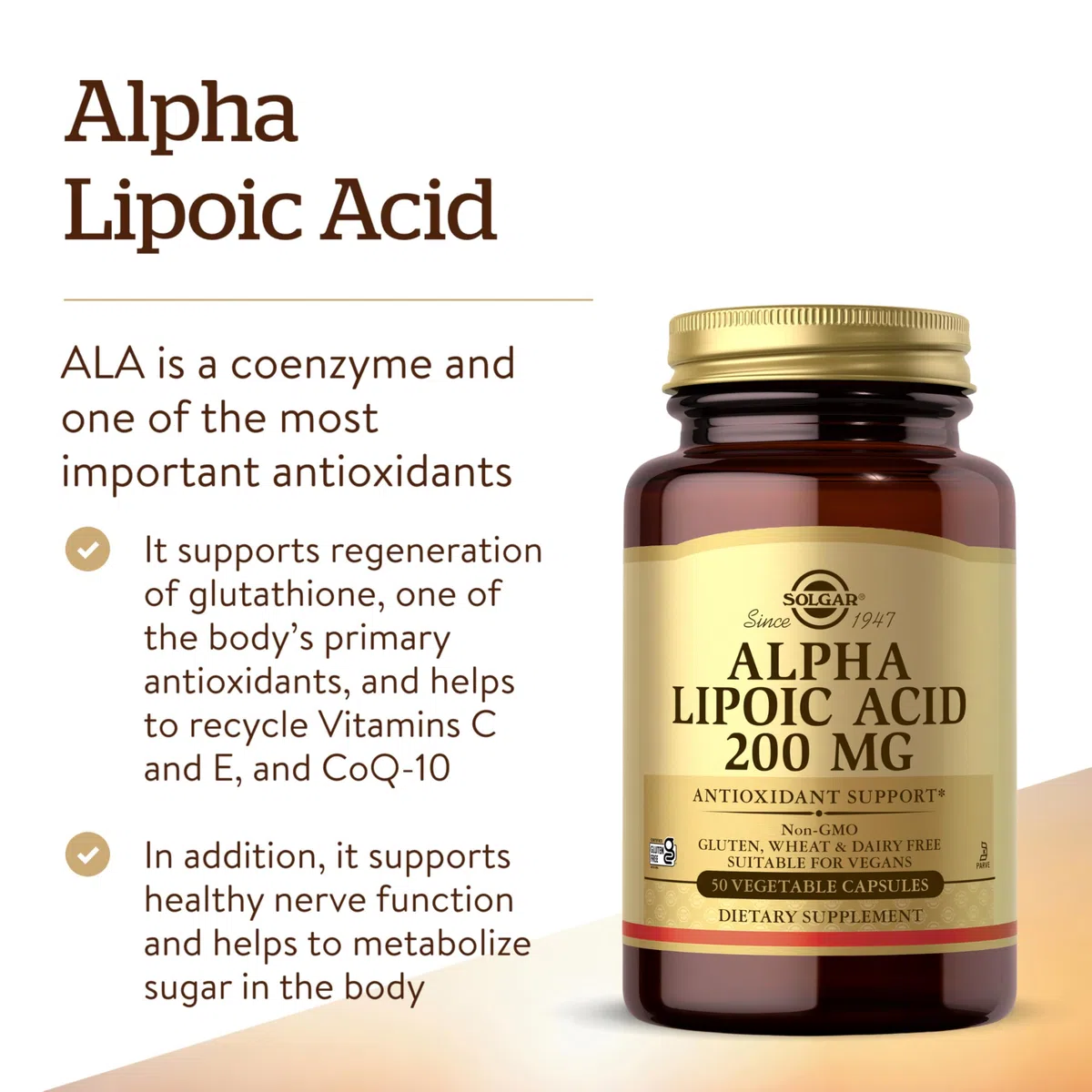 Solgar Acide Alpha-Lipoïque 50 Gélules Végétales 200 mg
