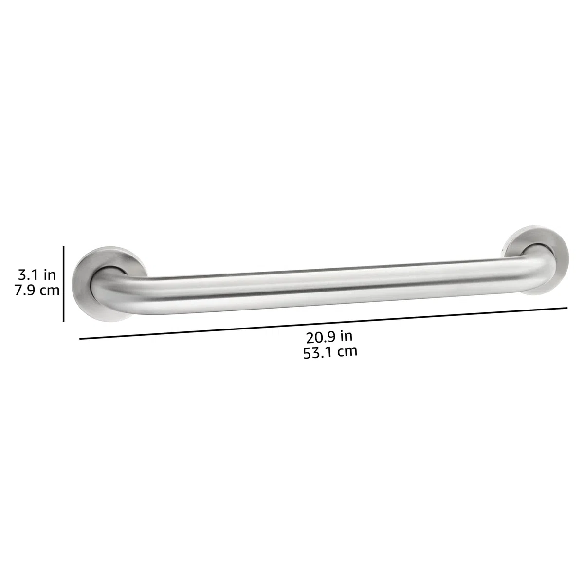 Amazon Basics Barre d'appui de sécurité robuste en acier inoxydable pour salle de bain - Longueur 46 cm - 3,8 cm de diamètre