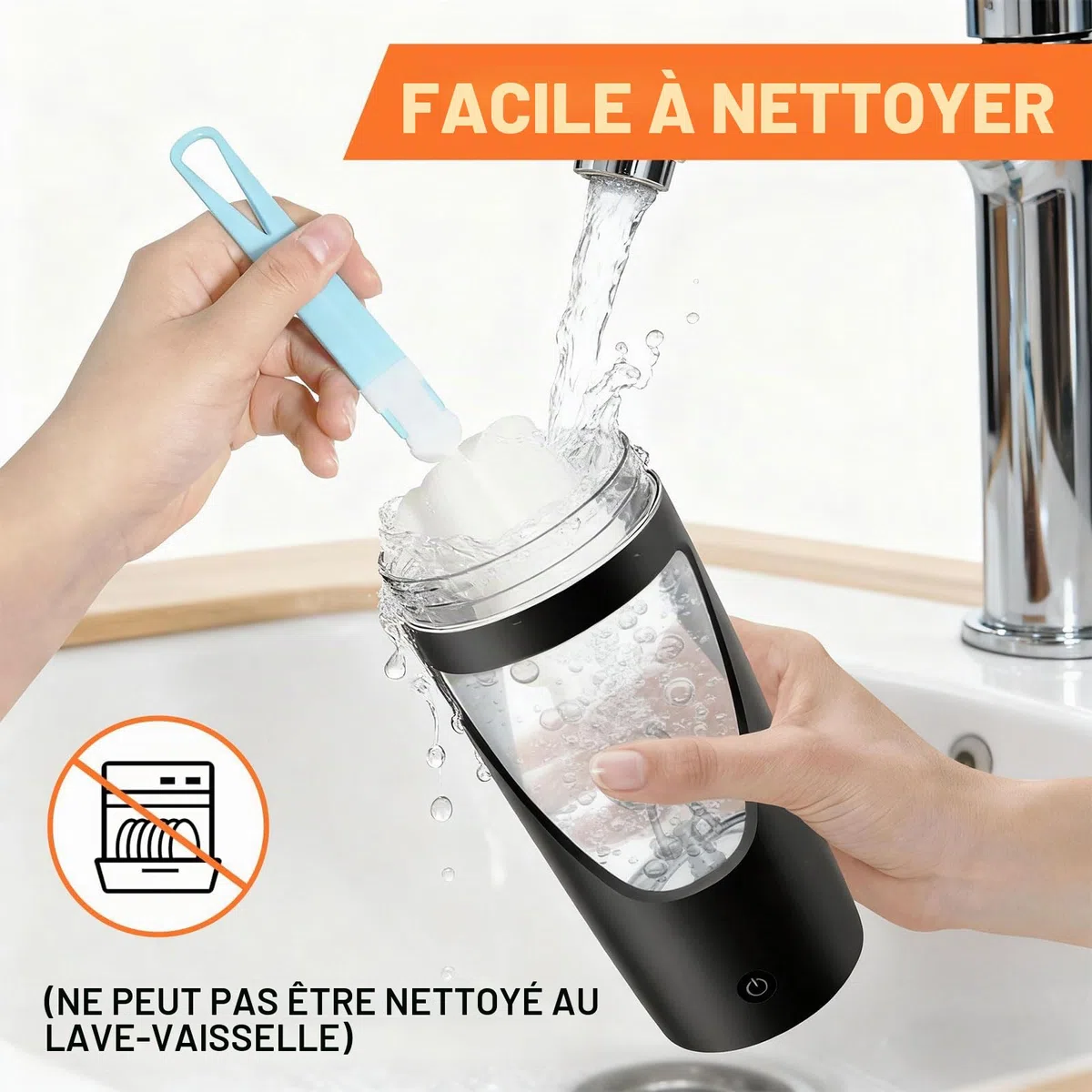 Shaker electrique, 700ml shaker électrique avec compartiment à poudre, shaker proteine rechargeable USB C, sans BPA (noir)