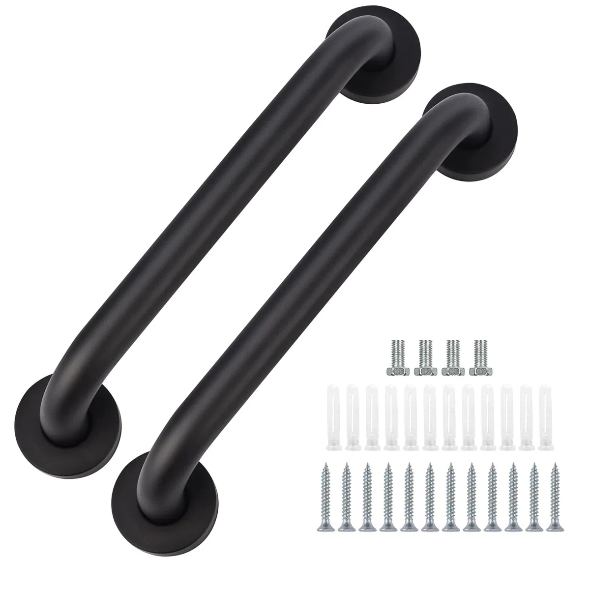 ‌supregear Barre d'Appui Salle de Bain 60 cm (2-Pack) - Barres de Sécurité en Acier Inoxydable 201 Noir, Fixation Murale Vis Dissimulée pour Baignoire/Douche/Cuisine