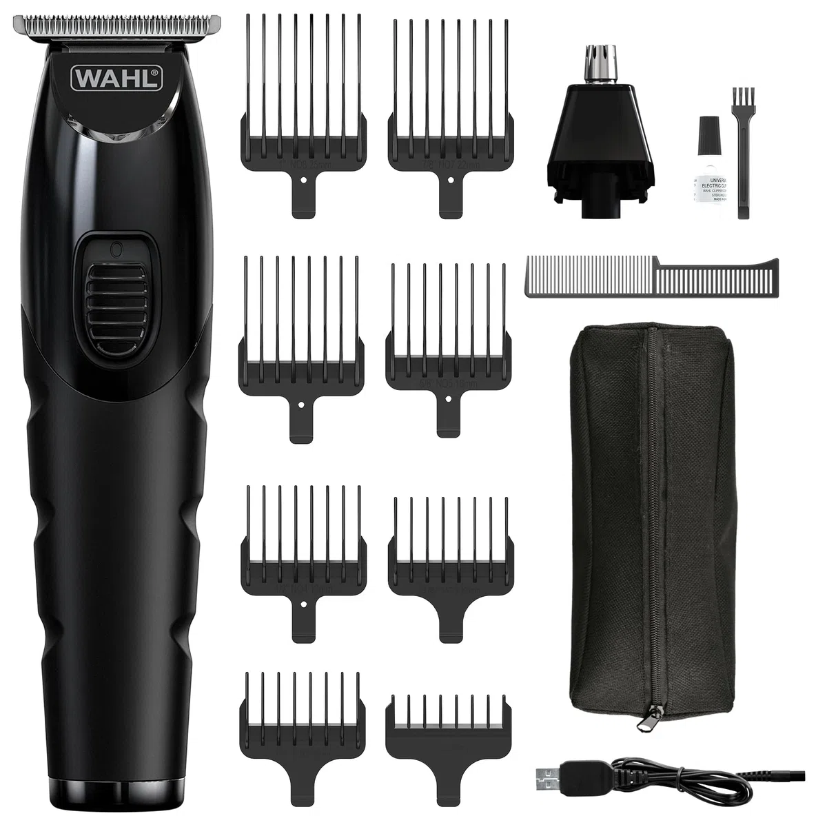 WAHL All in One Trimmer, cheveux, barbe, oreilles, nez et corps, batterie lithium puissante, têtes lavables et large tête en T, longueur de coupe de 0,5 mm à 25 mm, 210 minutes d'autonomie
