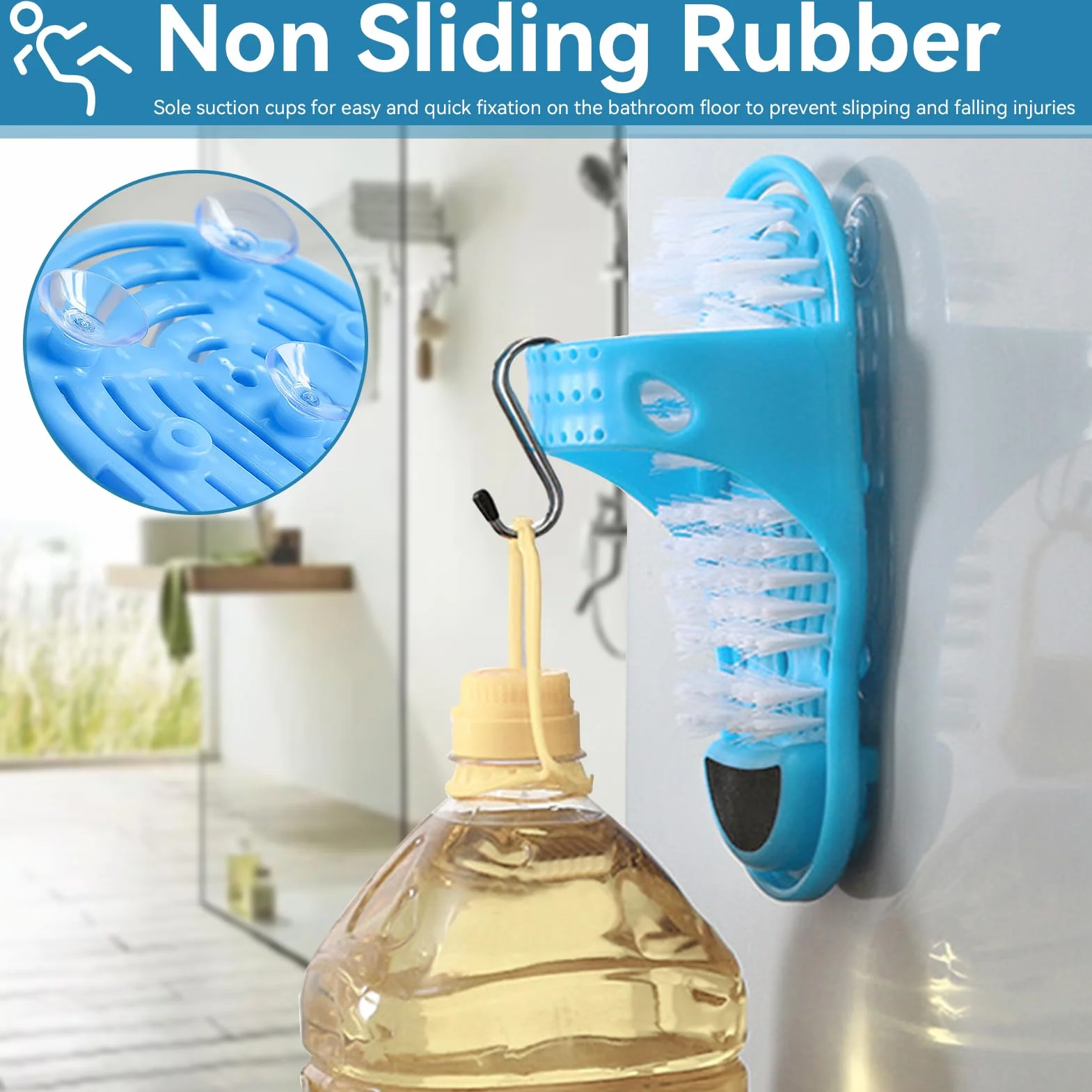 Brosse De Laveuse De Nettoyage De Pieds De Laveur De Pied De Douche Avec Ventouse, Nettoyant De Pied Douche Brosse Pied Douche Pour Coller Sur Le Sol Douche Spa Massage