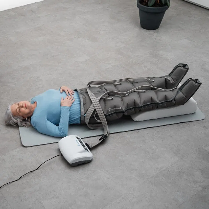 Vein Angel 6 Premium Appareil de massage avec bottes, 6 coussins d'air désactivables, pression & durée réglables facilement, 6 programmes de massage