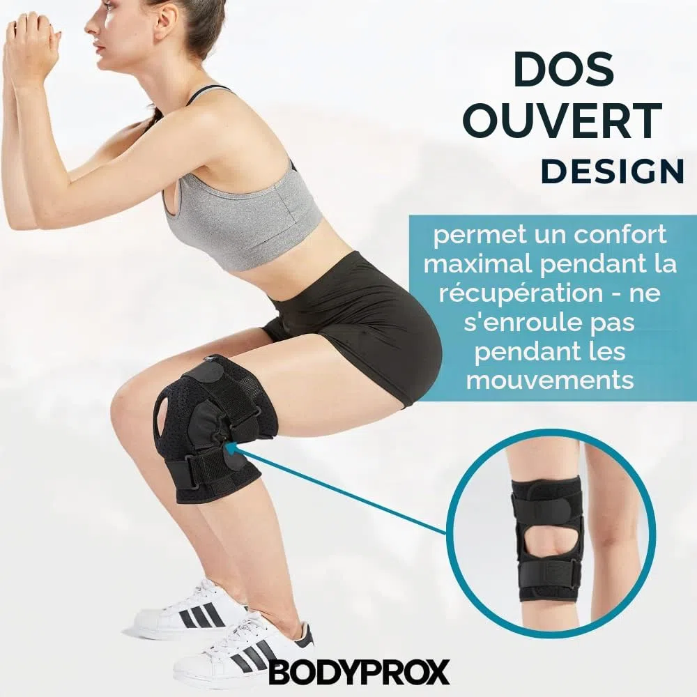 Bodyprox Genouillère articulée pour homme et femme, maintien du genou pour les lésions du tendon, du ligament et du ménisque