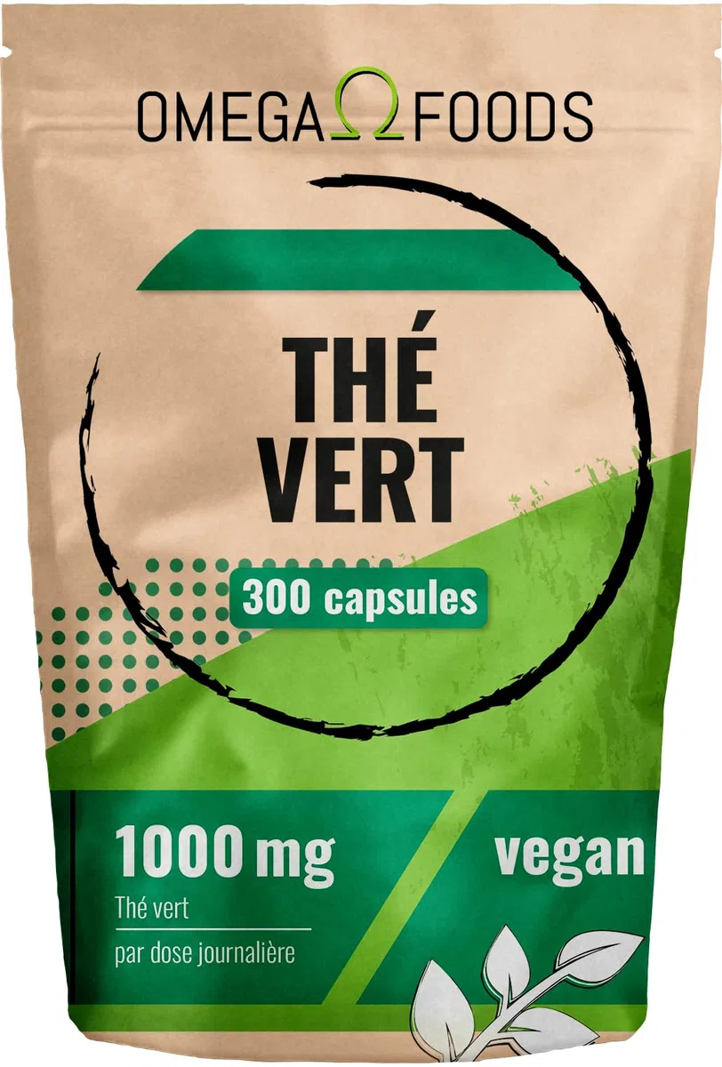 Gélules de thé vert – 300 gélules d’extrait de thé vert hautement dosé – 1 000 mg par dose quotidienne – Extrait de thévert