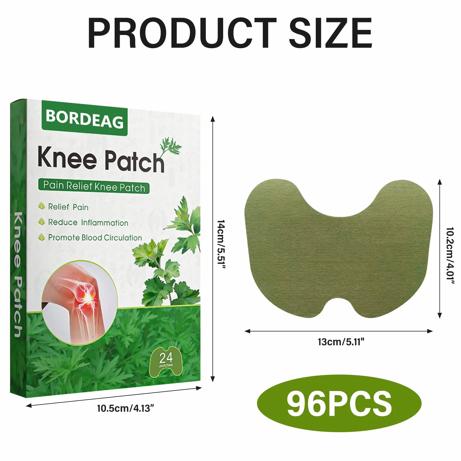 Patch Anti douleur Genoux: 96 Pièces Chauffant Dos, Absinthe, Knee Pain Relief, Patch Chauffant pour Genoux
