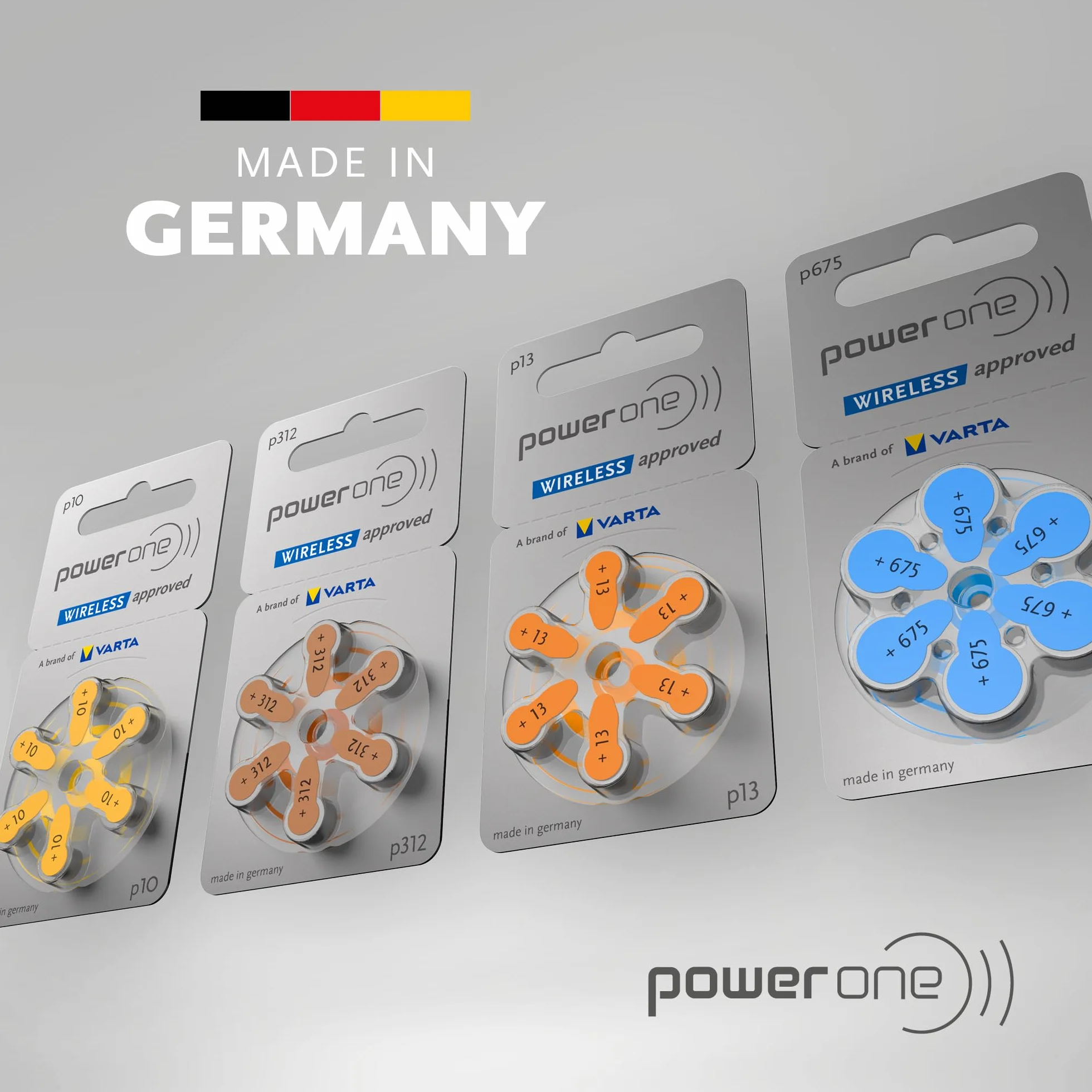 VARTA Power one Piles auditives type 312, brun, lot de 60, batteries pour Amplificateur Appareil Auditif, pour Aide Auditive, Made in Germany