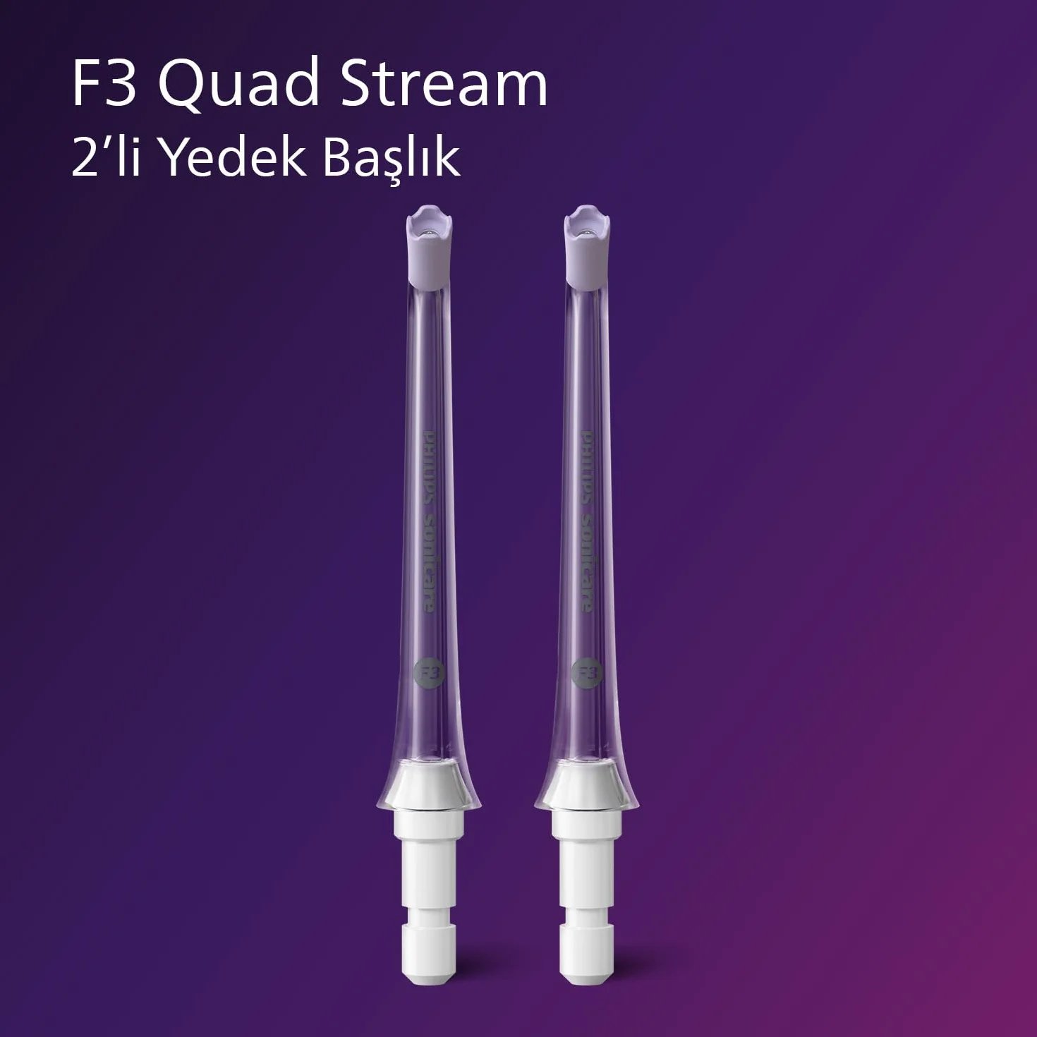 Lot de deux canules F3 Quad Stream de jet dentaire Philips Sonicare : accessoire pour jet dentaire compatible avec l'appareil sans fil Philips Sonicare Power Flosser (modèle HX3062/00)