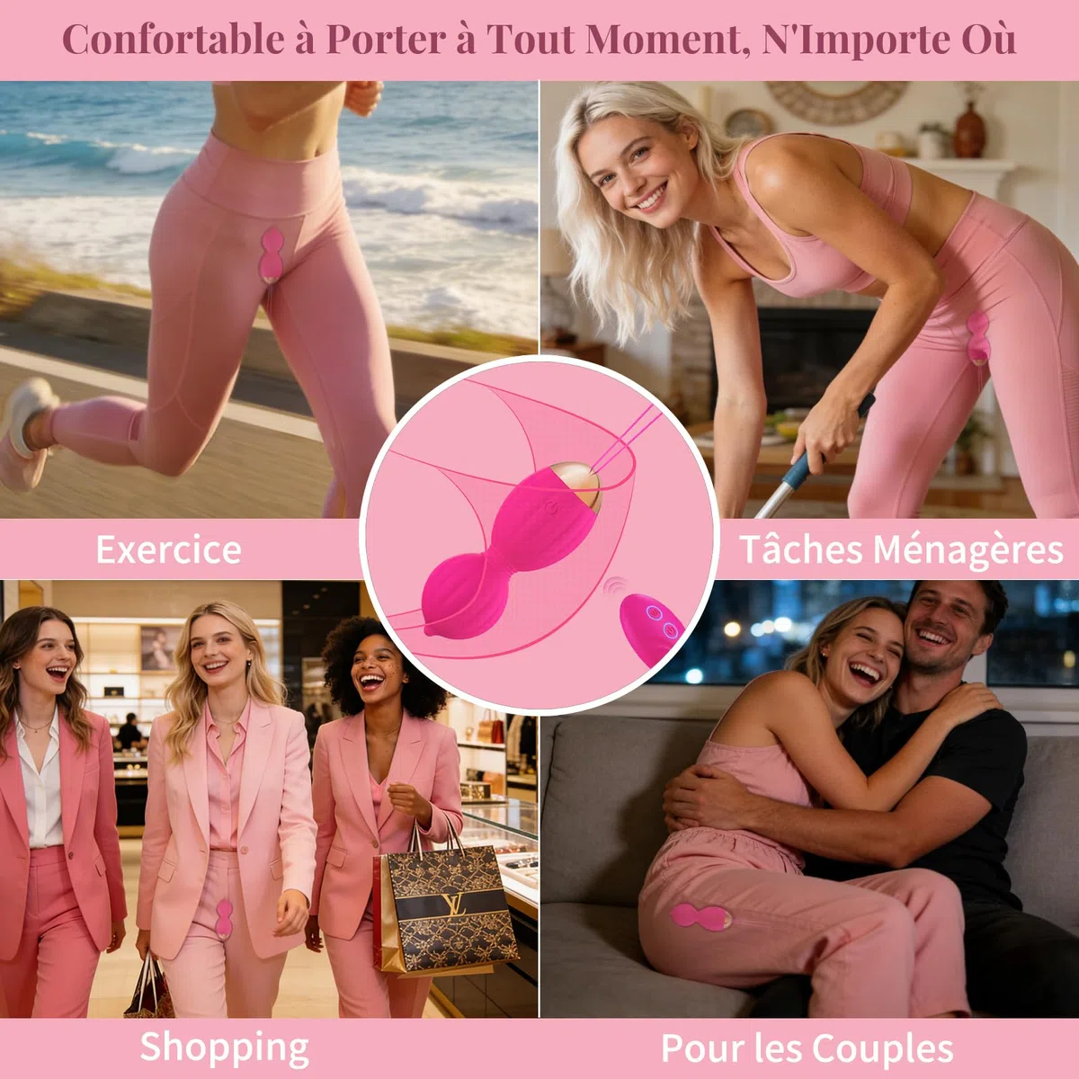 FIDECH Love Balls Entraîneur du Plancher Pelvien pour Femme, Boules Kegel en Silicone avec Télécommande, Entraîneur du Plancher Pelvien pour Femme avec 12 Modes de Vibration, Oeuf Vibrant, Rouge