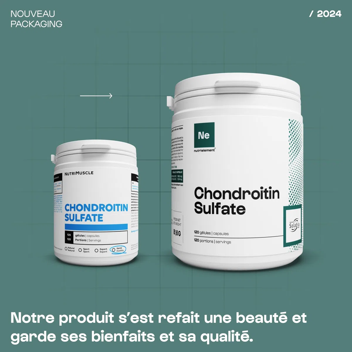 Chondroïtine Sulfate 100% Pure | Protecteur articulaire • Résistance des tendons • Régénération tissulaire |Nutrielement by Nutrimuscle | 120 Gélules