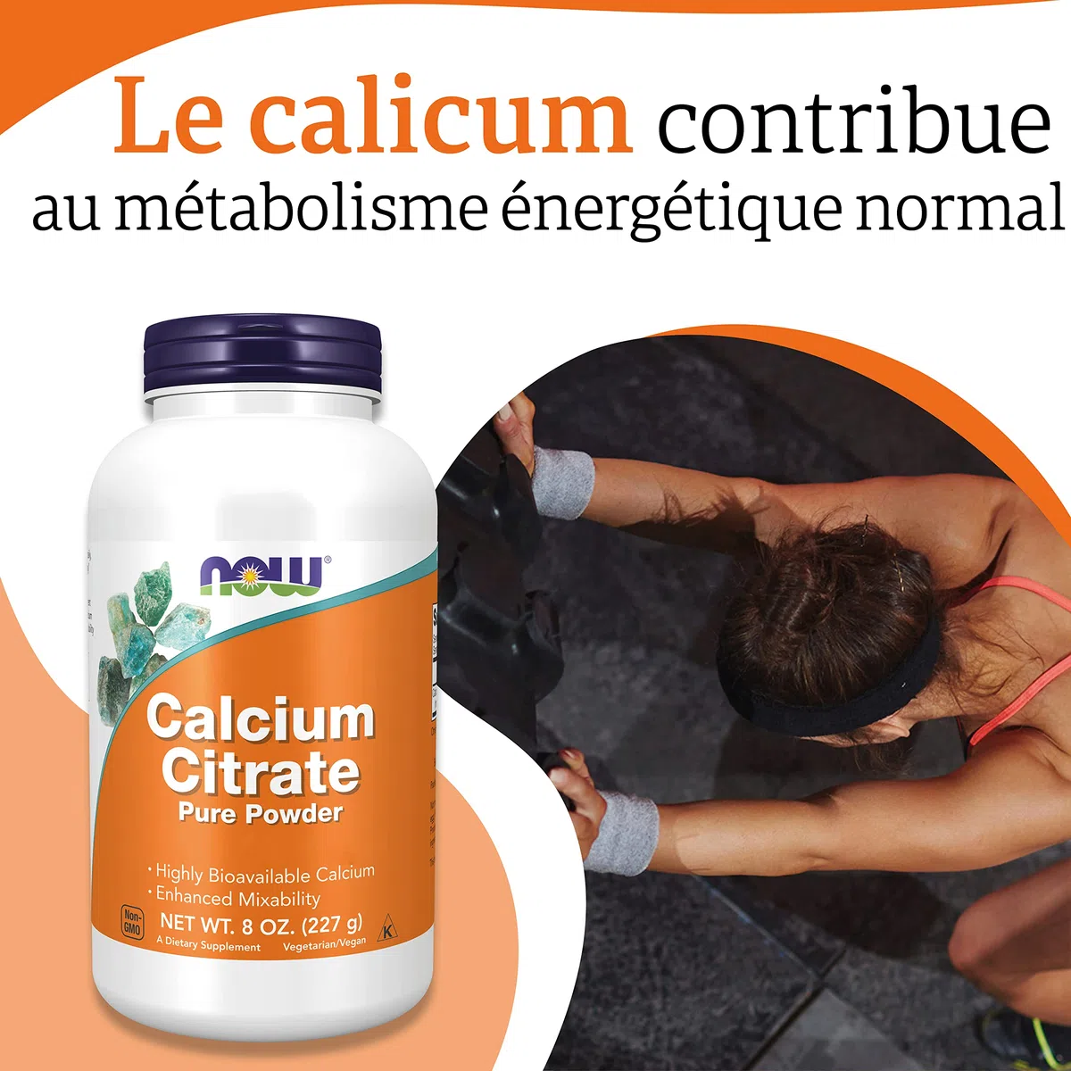 Now Foods, Calcium Citrate, Poudre Pure, 227 g, Testé en Laboratoire, Calcium, Sans Soja, Sans Gluten, Végétarien