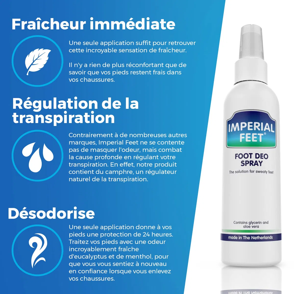 Traitements contre les odeurs de pieds - Deo Antitranspirant Pied & Chaussure pour Lutter Contre les Odeurs & la Transpiration - Spray Anti-Odeurs Naturel Parfum Menthe - 150 ML