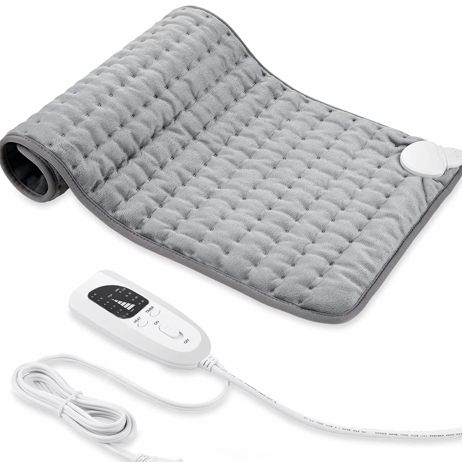 Coussin Chauffant, Coussin Chauffant éLectrique Avec ArrêT Automatique et Coussin Chauffant à 6 Niveaux de TempéRature - Lavable en Machine (Gris Argent, 30x60 cm)