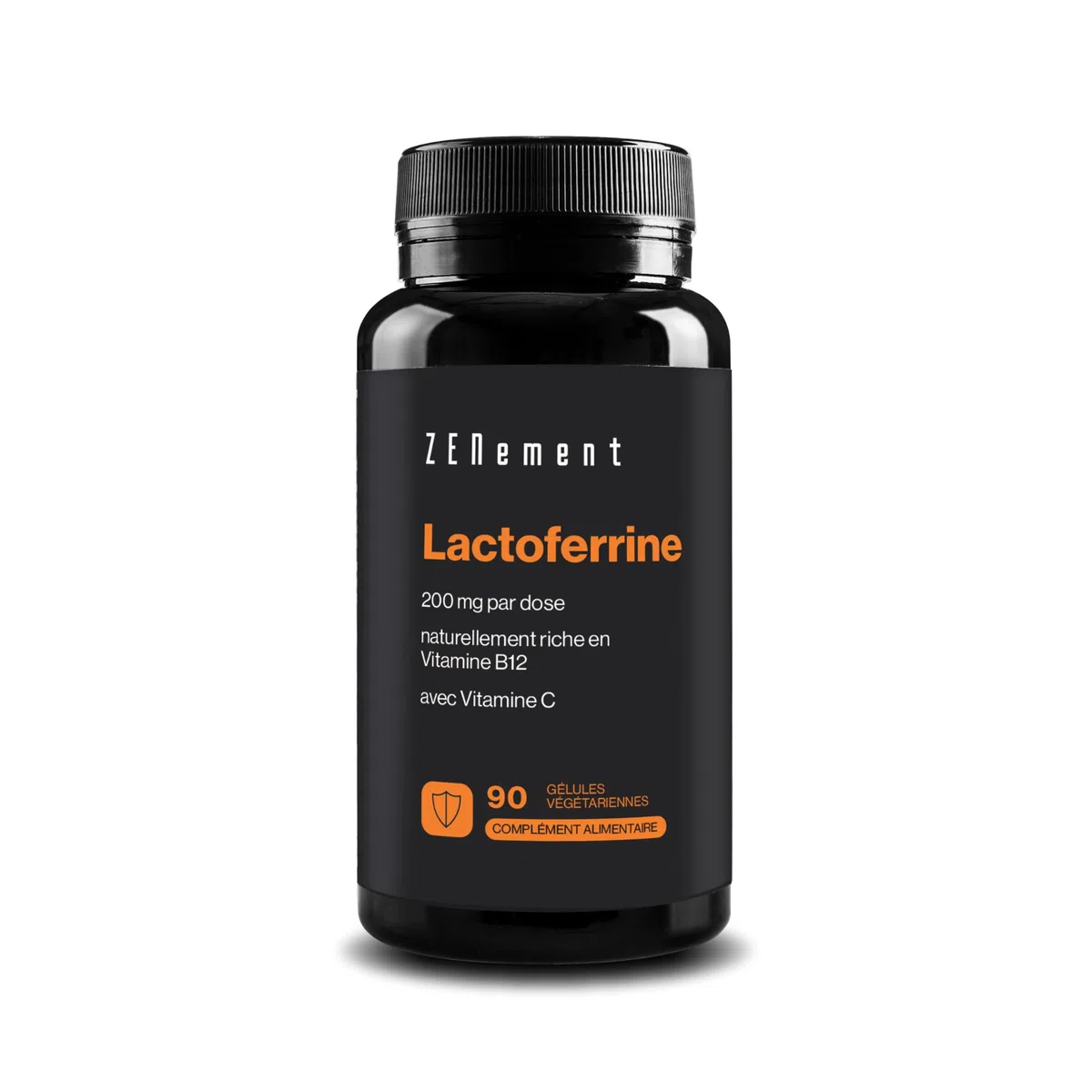 Lactoferrine 200 mg – Issue de Lait de Vaches Nourries à l’Herbe – Source Naturelle de Vitamine B12, avec 80 mg de Vitamine C – Système Immunitaire – 90 Gélules – 3 Mois de Cure – Zenement