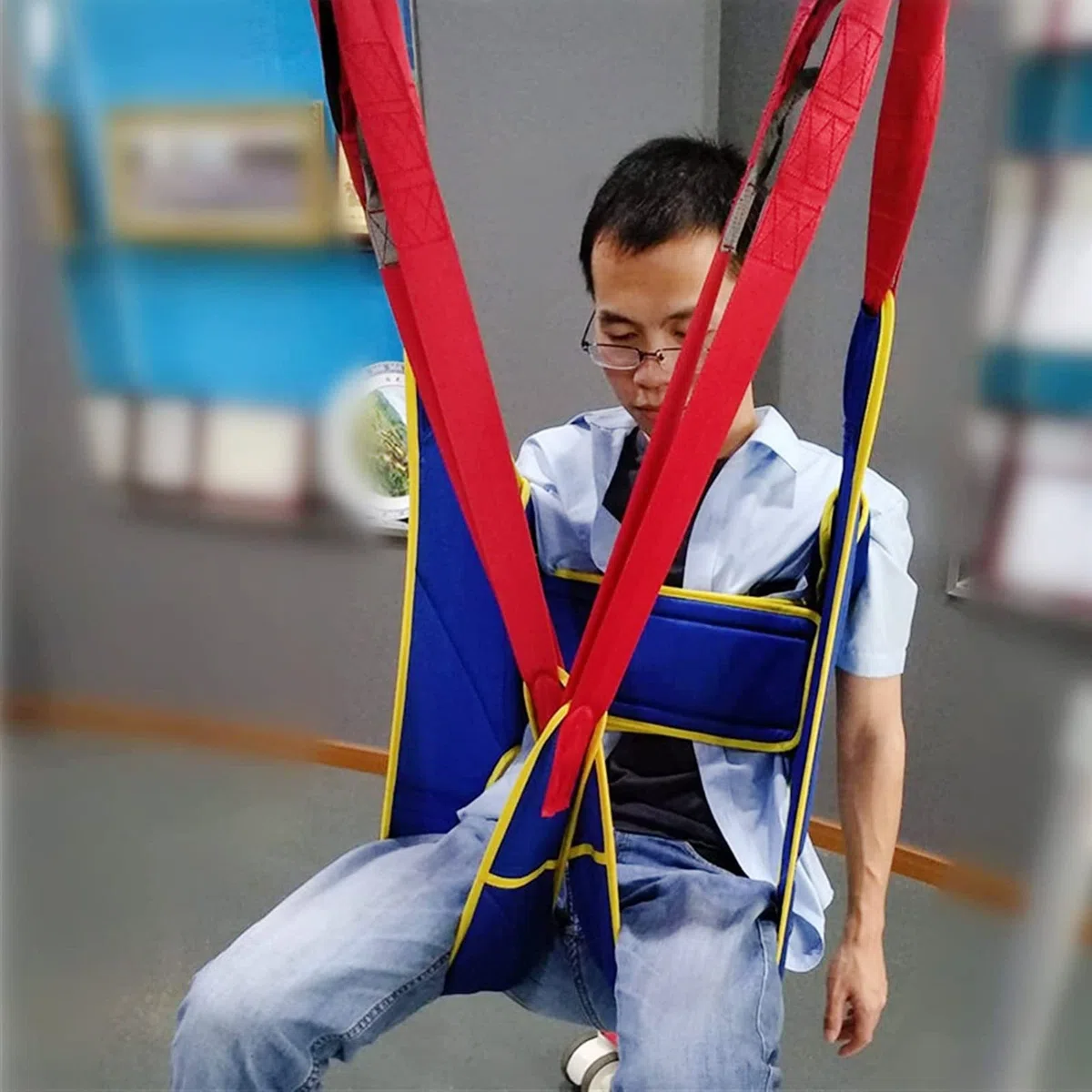 Sling Patient Lifter,Harnais Compatible élingue De Toilette Lève - Malade Lève-Personne pour Les Aidants Naturels,Les Personnes Âgées Sangle de Levage du Patient pour Tout le Corps en U Blue,L