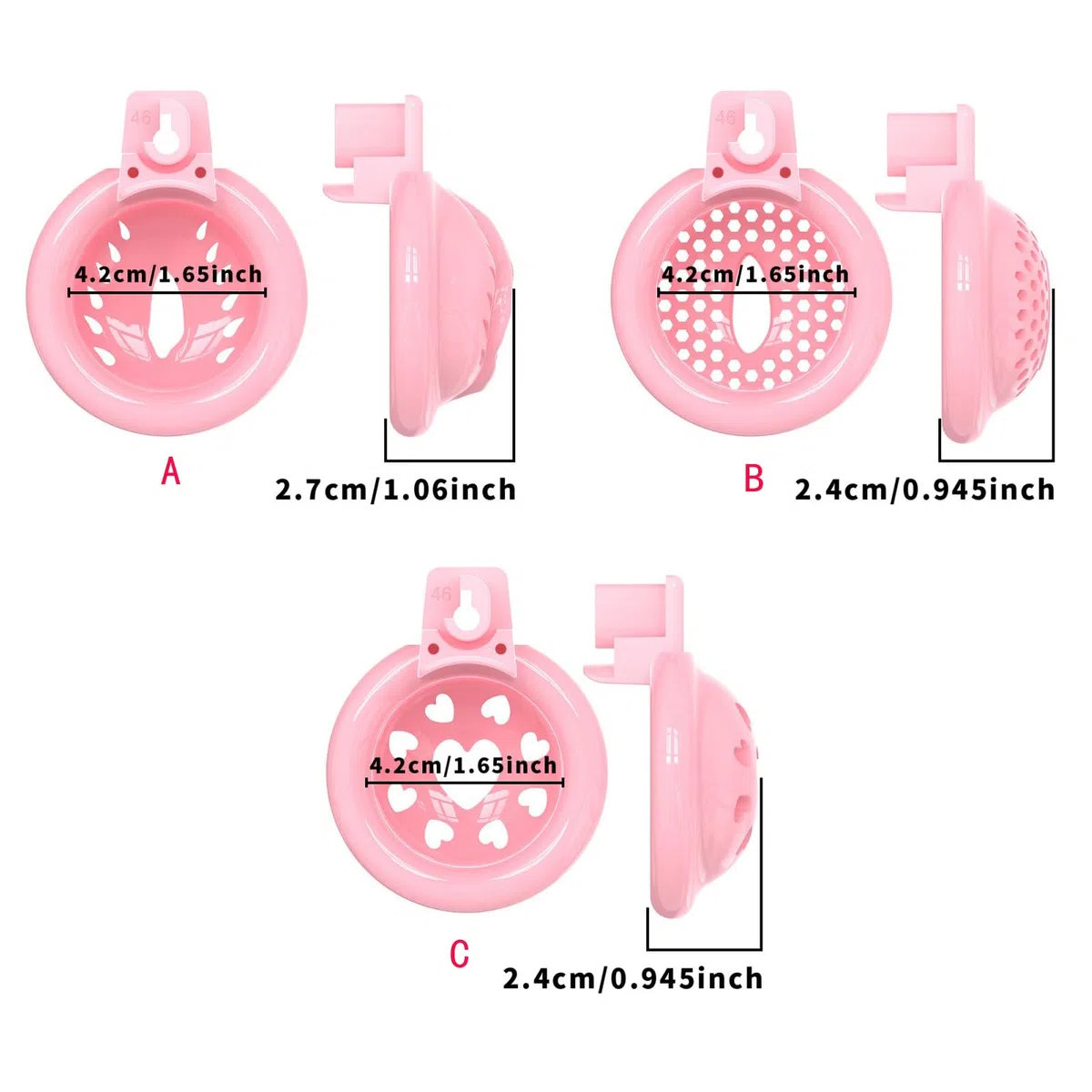 Cage de Chasteté pour Pénis de Sissy Sex Toýs Homme Cage de Pénis avec Serrure Dissimulée et 6 Anneaux Différents Petite Chastity Cage en Silicone avec Cathéter pour Bondage le Pénis (Pink,A)