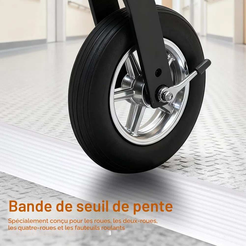Barre de Seuil Adhesive 100x7x3 CM, Rampe de Seuil de Porte Rampe Fauteuil Roulant en PVC Autocollantes en Silicone pour Portes, Marches, Escaliers
