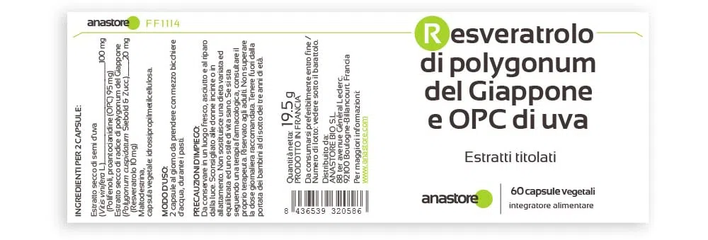 RESVÉRATROL & OPC DE RAISIN * 60 mg / 60 gélules * Titré à 95% en proanthocyanidines et à 50% en resvératrol * Antioxydants, Cardiovasculaire, Prostate