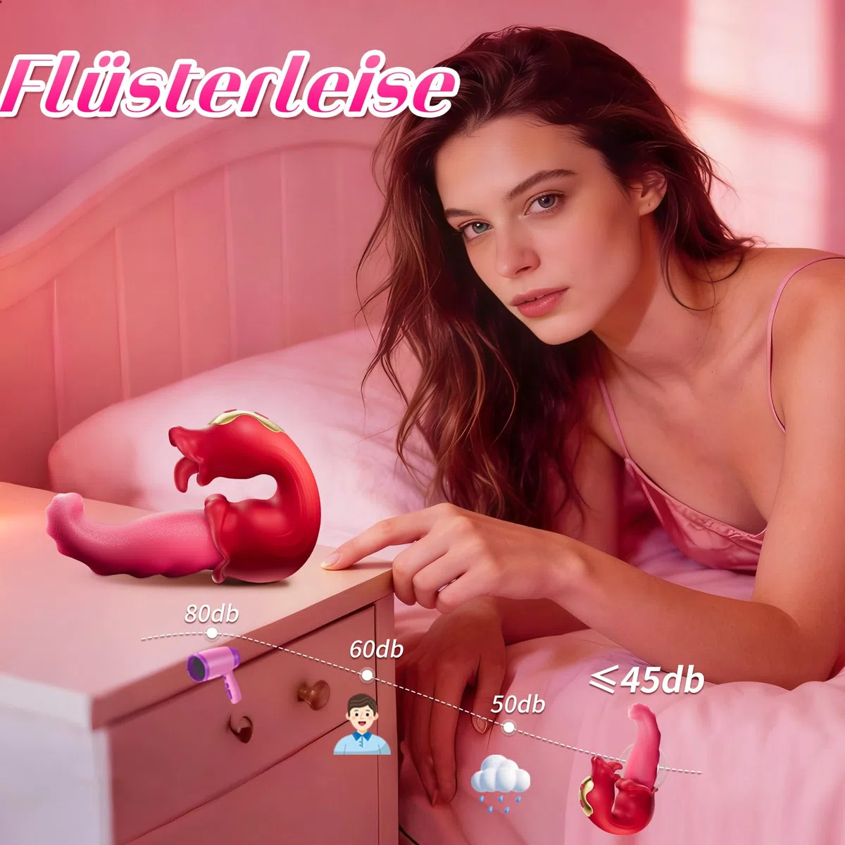 Jouets sexuels à vibromasseurs de langue pour femmes – Avec 10 modes de léchage pour le clitoris et 10 modes de vibration de balançoire, vibration pour femmes avec stimulateur du point G et clitoridie