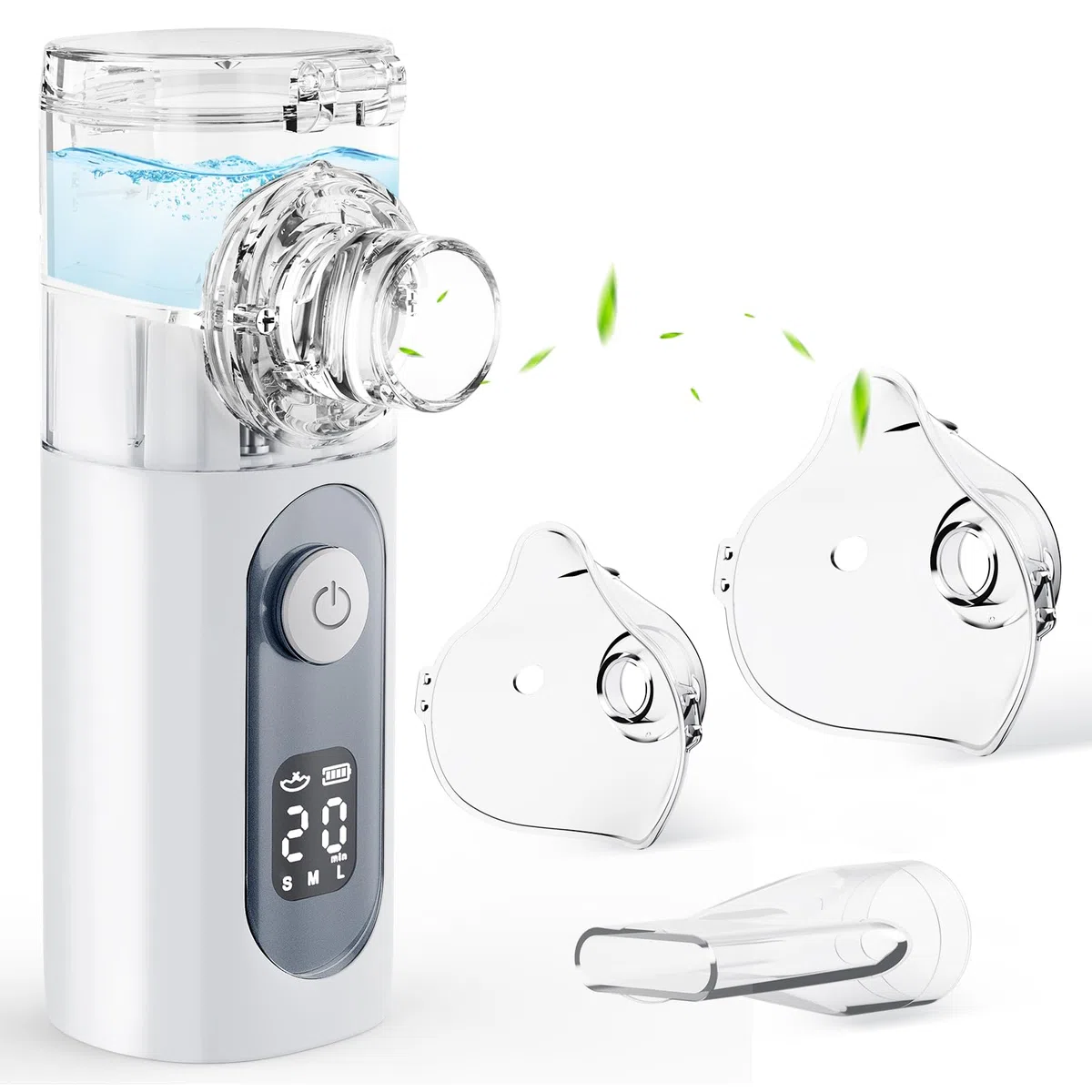 Nebulisateur Portable pour Adultes et Enfants - Inhalateur Silencieux Rechargeable avec 3 Niveaux, Auto-Nettoyage, 2 Masques (Adulte/Enfant) et Embout Buccal - Pour la Maison, le Bureau et les Voyages