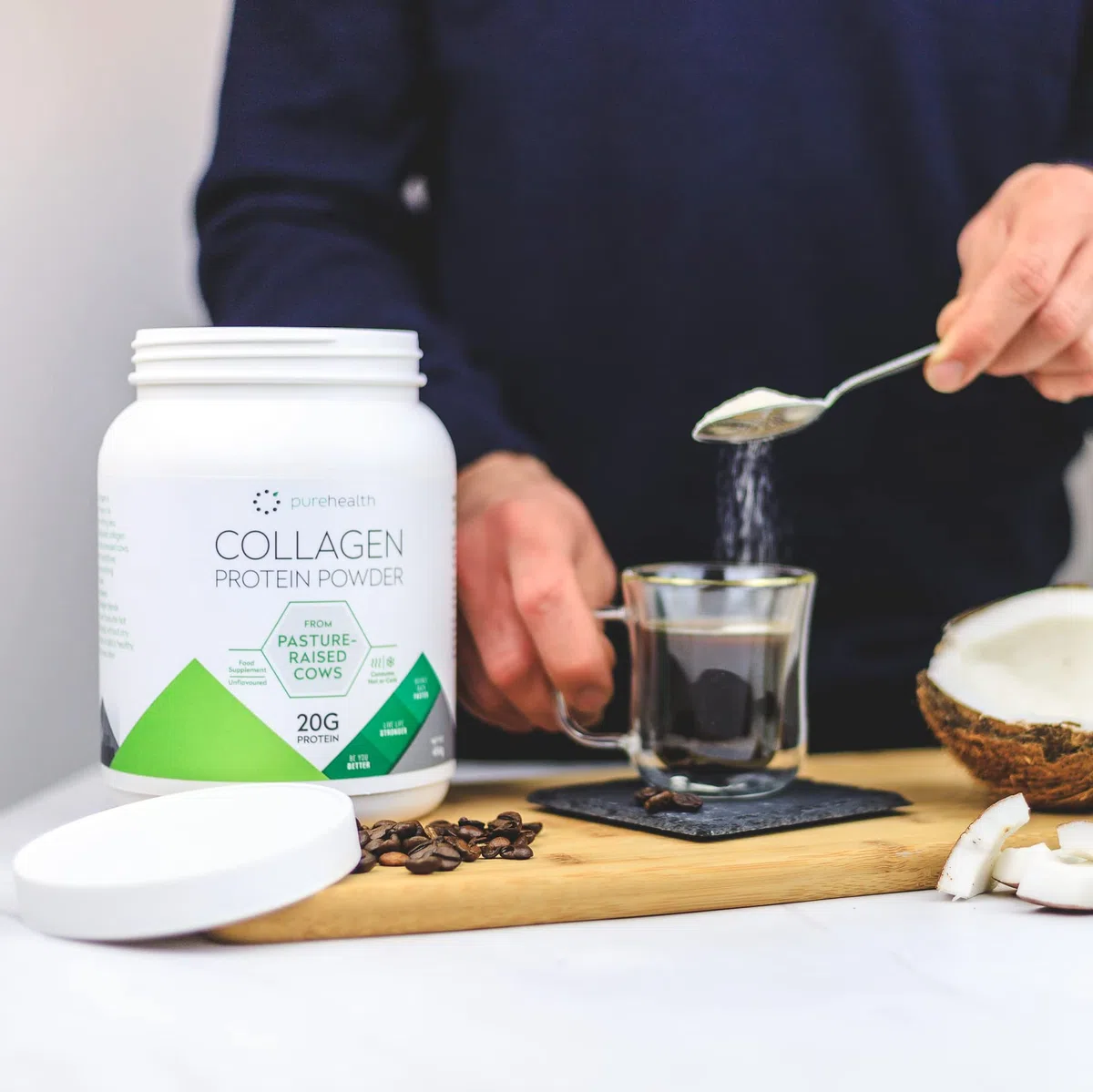 Collagène pur : Poudre de protéine de collagène hydrolysée bovine Peptides pâturage | Sans saveur et se dissout | 20 g de protéines | Paléo Keto Bulletproof | 454g