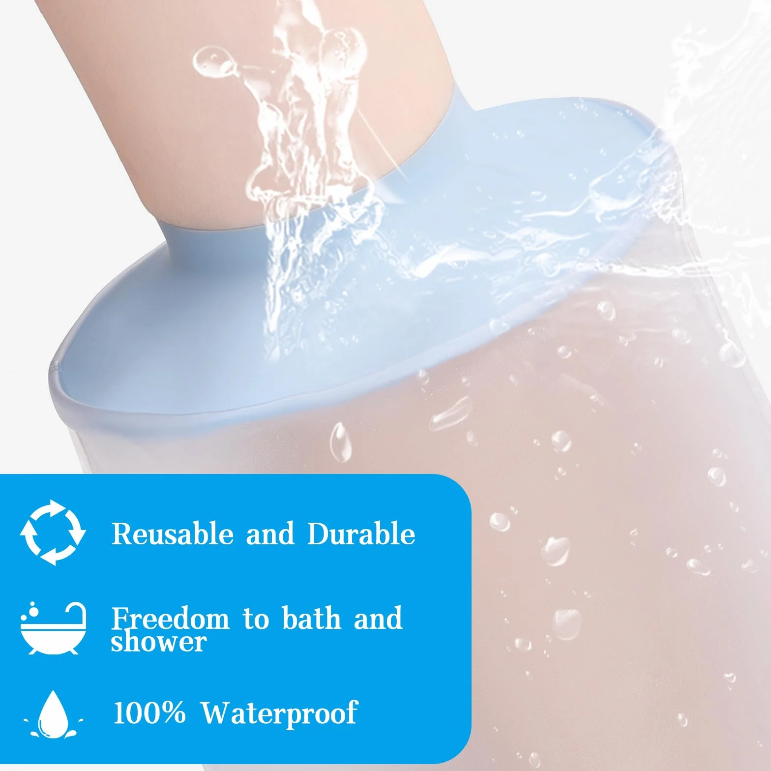 Fasola Protection Genou Douche, Protège Attelle Genou Douche Adulte, Réutilisable Sac de Douche Protection Genoux, Maintenir le Bandage au Sec, XL