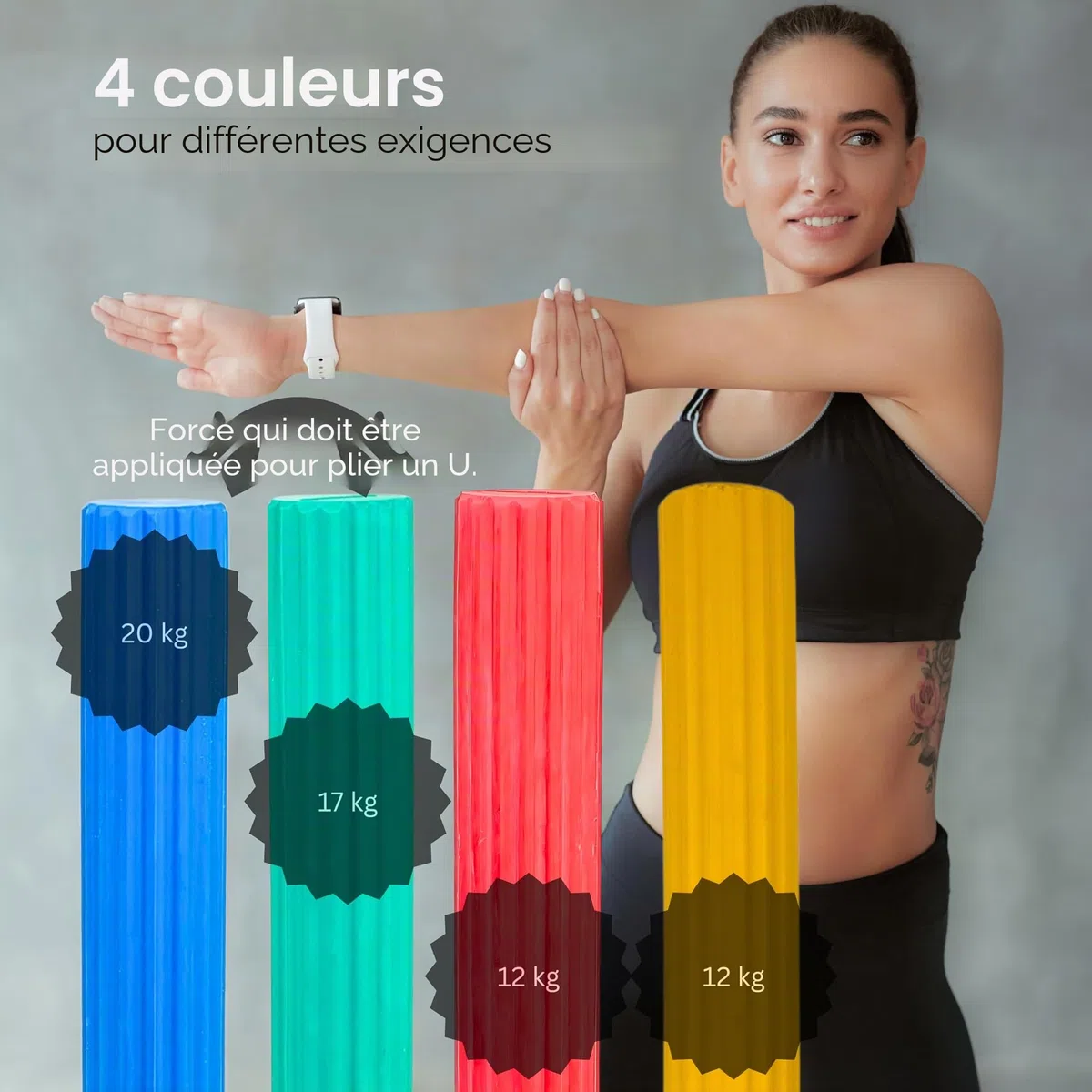 FAIR MOVE - Barre d'exercice flexible - Entraînement des mains et des doigts - Barre d'entraînement pour la physiothérapie, l'amélioration de la force de préhension et le renforcement des avant-bras -